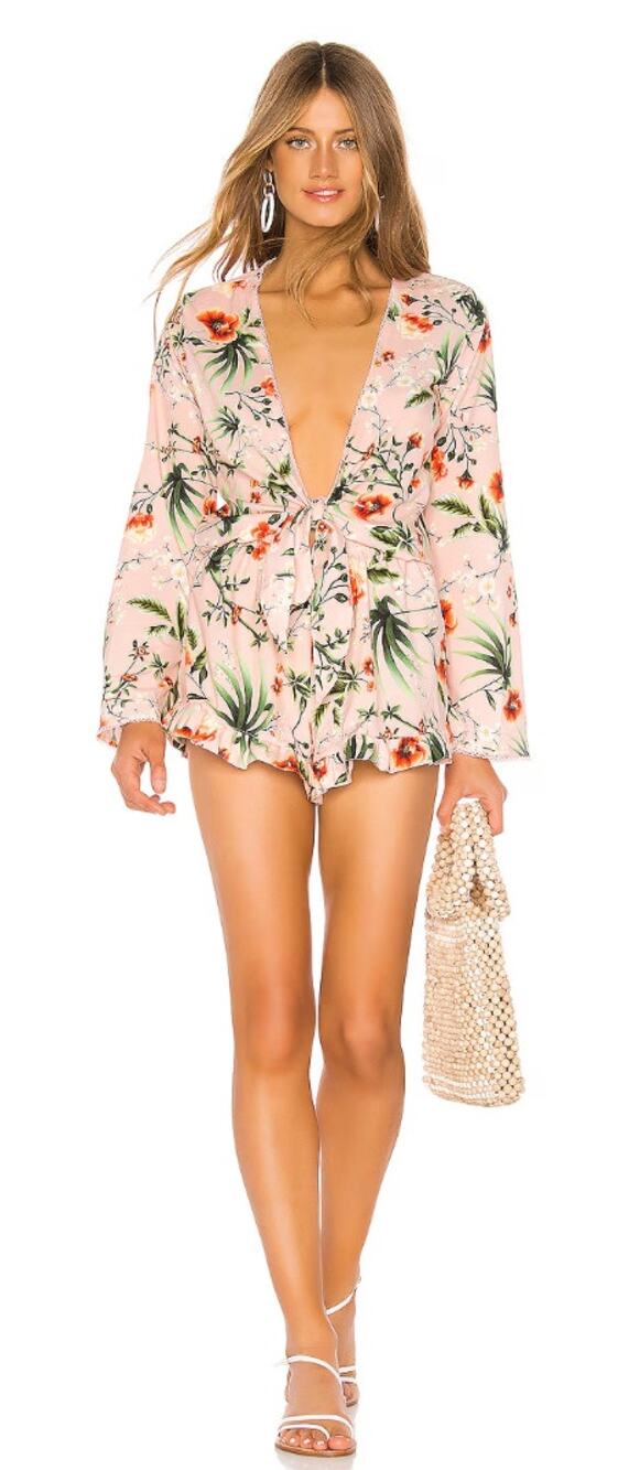 Agua Bendita Floral Larissa Longsleeve Romper Womens Medium